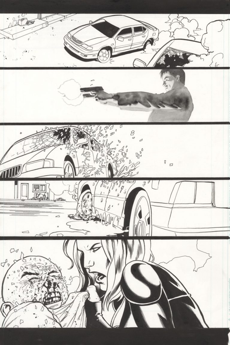 John Cassaday image from Planetary #3 showing a Hong Kong action style sequence from the comic